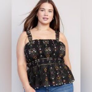 Ruffle Strap Cami Top Black Floral Old Navy Size Large